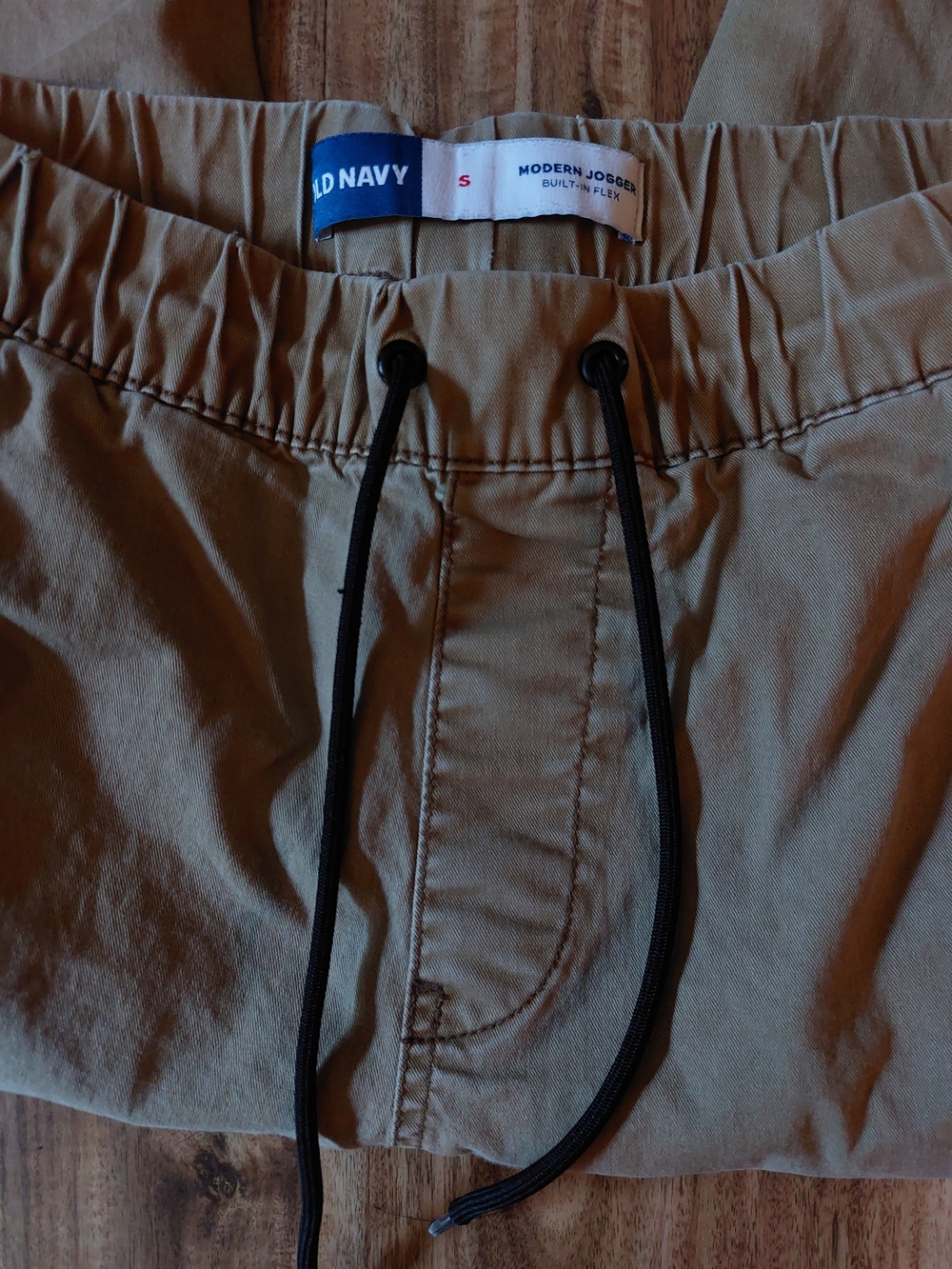 Old Navy Khaki Drawstring Jogger Pants with Black Cord
